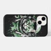 グリーン宇宙飛行士猫スプラッシュ iPhoneケース (裏面横)