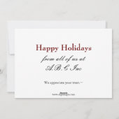 グリーン実在エテートホリデーカード シーズンカード (裏面)