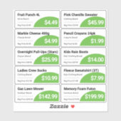 グリーン小売食料品価格ラベル シール (シート)