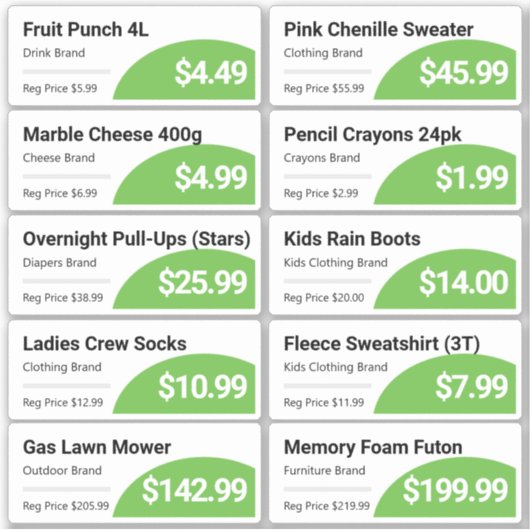 グリーン小売食料品価格ラベル シール (正面)