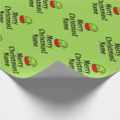 グリーン小妖精や小人ハットメパーソナライズされたリークリスマス ラッピングペーパー (角)