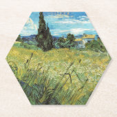 グリーン小麦フィールドビンセントゴッホ ペーパーコースター (正面)