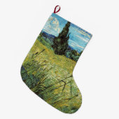 グリーン小麦フィールドビンセントゴッホ ラージクリスマスストッキング (正面 (吊り時))