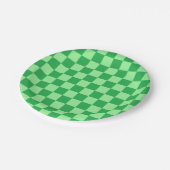 グリーン市松模様にとミントグリーン ペーパープレート (アングル)