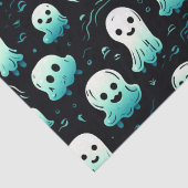 グリーン幽霊かわいいモダン可愛い黒ハロウィーン 薄葉紙 (詳細)