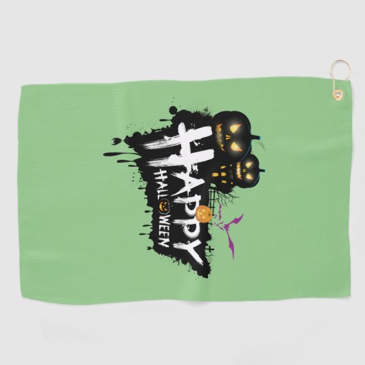 グリーン幽霊のよく出る:ゴルファーのためのハロウィーンゴルフタオル ゴルフタオル (横)