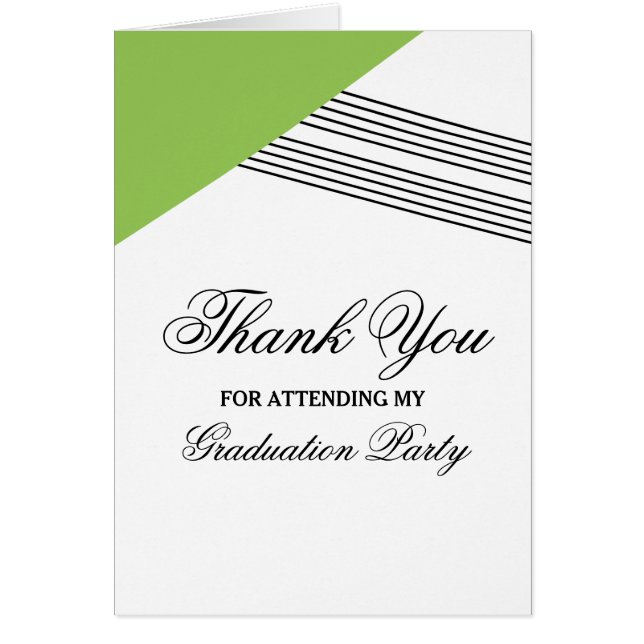 グリーン幾何ストライプ卒業サンキューカード (正面)