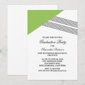 グリーン幾何ストライプ卒業パーティー招待状 招待状 (正面/裏面)