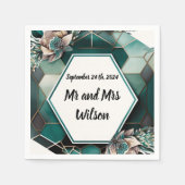 グリーン幾何モダンデザインカクテルナプキン スタンダードカクテルナプキン (正面)