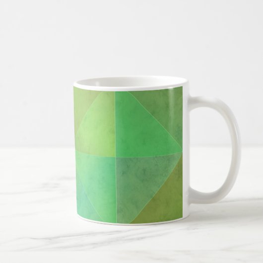 グリーン幾何学アートトライアングルパターン コーヒーマグカップ (右)