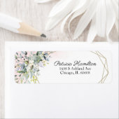 グリーン幾何学ピンクブラッシュ 返送先ラベル ラベル (インサイチュ)