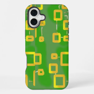 グリーン幾何学模様のスマホケース iPhone 16 PLUSケース