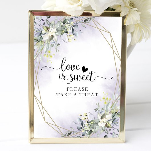 グリーン幾何学的なユーカリのラブ・イズ・スイート・サイン ポスター