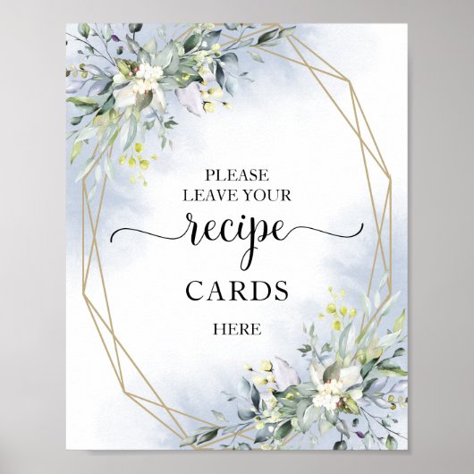 グリーン幾何学的な結婚前お茶会の料理カード看板 ポスター (正面)