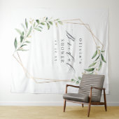 グリーン幾何学的な結婚式前祝いの写真用背景 タペストリー (インサイチュ(横))