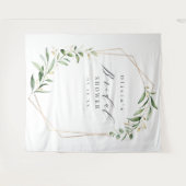 グリーン幾何学的な結婚式前祝いの写真用背景 タペストリー (正面(横))