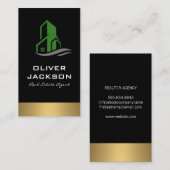 グリーン建物実在アイコンエステートラックス金ゴールドトリム 名刺 (正面/裏面)