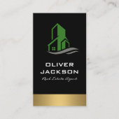 グリーン建物実在アイコンエステートラックス金ゴールドトリム 名刺 (正面)