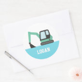 グリーン建築掘削機キッズパーソナライズされた ラウンドシール (封筒)