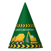 グリーン建築車カスタム両ボーイズ誕生日 パーティーハット (正面)