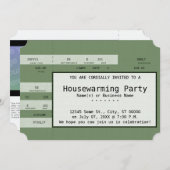 グリーン引っ越し祝いパーティーコンサートチケット 招待状 (正面/裏面)