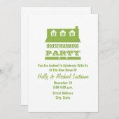 グリーン引っ越し祝いパーティーパーティの招待状 招待状 (正面/裏面)