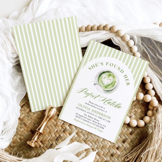 グリーン彼女は完璧な抹茶ブライダルシャワーを見つけた 招待状