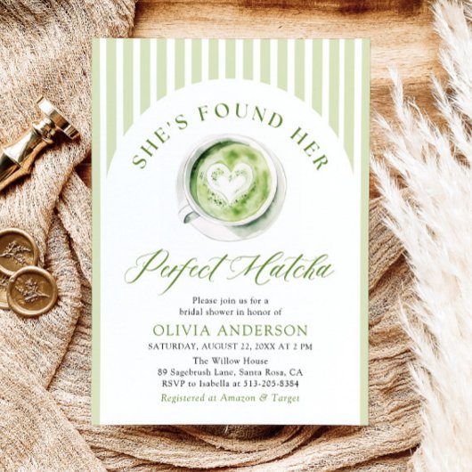 グリーン彼女は完璧な抹茶ブライダルシャワーを見つけた 招待状