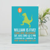 グリーン恐竜とバルーン子供の誕生日 招待状 (スタンド正面)