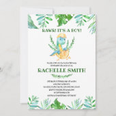 グリーン恐竜の赤ちゃんシャワー招待状 招待状 (正面)