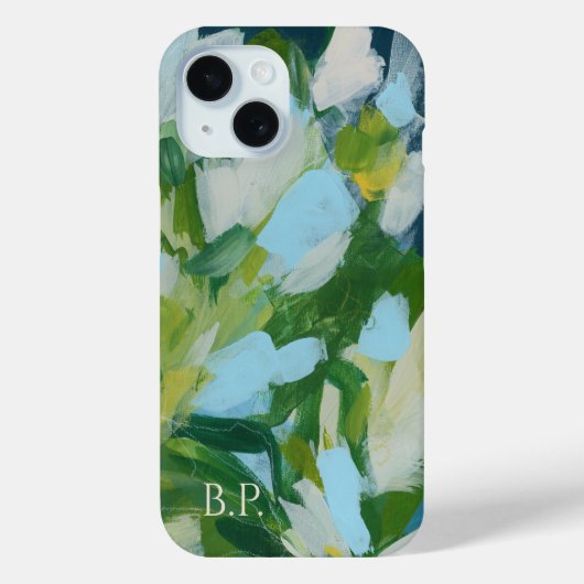 グリーン抽象アートモノグラム オーダーメイド 名前 Case-Mate iPhoneケース (裏面)