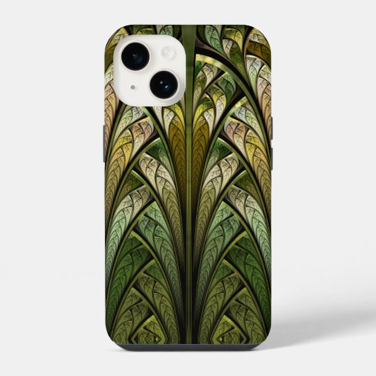 グリーン抽象ステンドグラス西風 iPhoneケース (裏面)