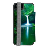グリーン抽象的コケテクスチャiPhoneケース Incipio iPhoneウォレットケース (フォリオ裏面)