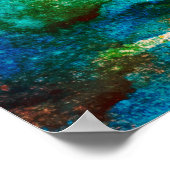 グリーン抽象芸術おもしろいウォーターカラーアートブルーアクアユニーク ポスター (角)