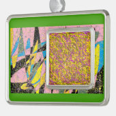 グリーン抽象芸術アート2デザイン シルバープレートフレームオーナメント (左)