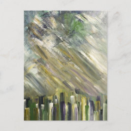 グリーン抽象芸術アーバンシティファインアートカード ポストカード