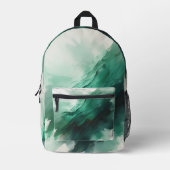 グリーン抽象芸術エメラルドビベス プリントバックパック (正面)