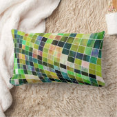 グリーン抽象芸術カスタム枕 ランバークッション (ブランケット)