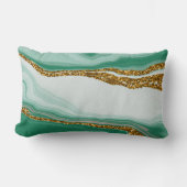 グリーン抽象芸術グリッターモダン腰枕 ランバークッション (正面)