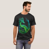 グリーン抽象芸術ドラゴン自然デザイン Tシャツ (正面フル)
