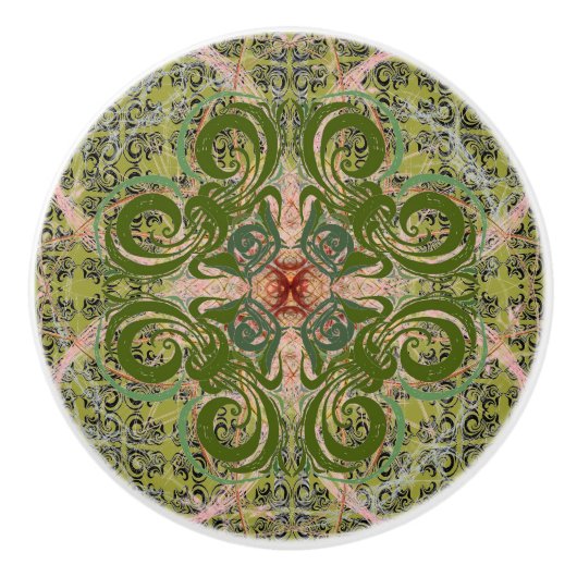 グリーン抽象芸術バイアレクサンドラ調理師 セラミックノブ (正面)