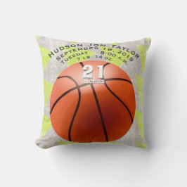 グリーン抽象芸術バスケットボール少年誕生記録 クッション