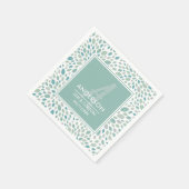 グリーン抽象芸術フローラシーサイドモノグラム結婚ズ スタンダードカクテルナプキン (角)