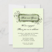 グリーン抽象芸術フローラ婚約パーティ招待状 招待状 (正面)