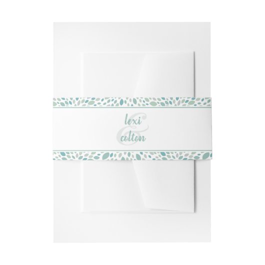 グリーン抽象芸術モダンフローラシーサ結婚ーズ 招待状ベリーバンド (正面例)