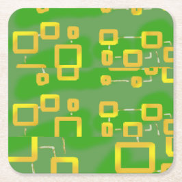 グリーン抽象芸術幾何学的紙コースター スクエアペーパーコースター