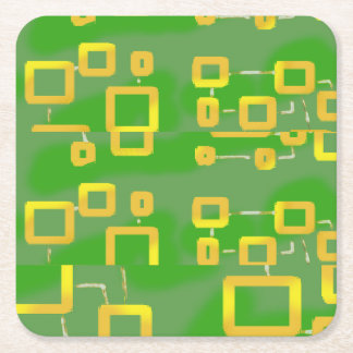 グリーン抽象芸術幾何学的紙コースター スクエアペーパーコースター