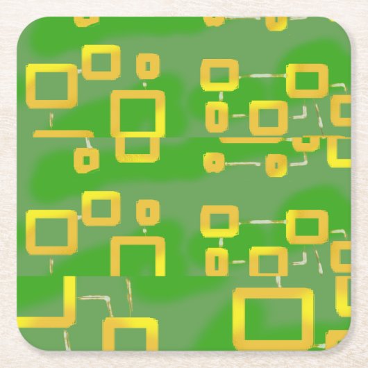 グリーン抽象芸術幾何学的紙コースター スクエアペーパーコースター (正面)
