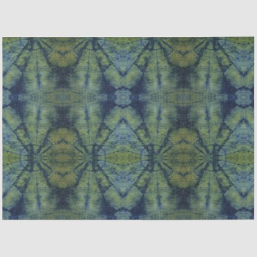 グリーン抽象芸術絞り染め伝統的パターンスタイル 薄葉紙 (正面)