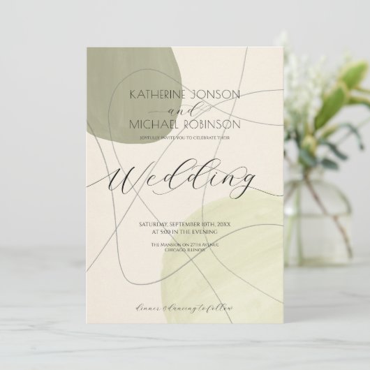 グリーン抽象芸術美学 | 結婚s 招待状 (スタンド正面)